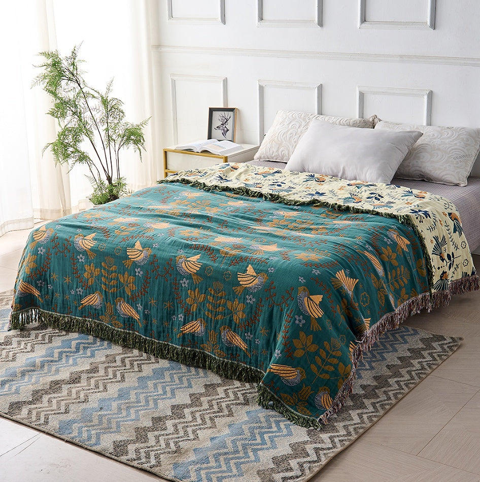 Scandinavian Bird Throw Blanket