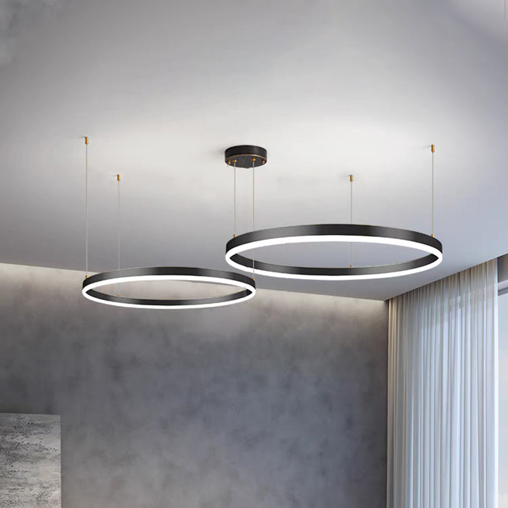 Arisha Ring Pendant Light – Modern Black and Gold Circular Ceiling Fixture