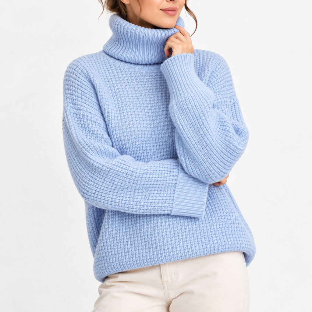Women's Waffle Knit Turtleneck Sweater