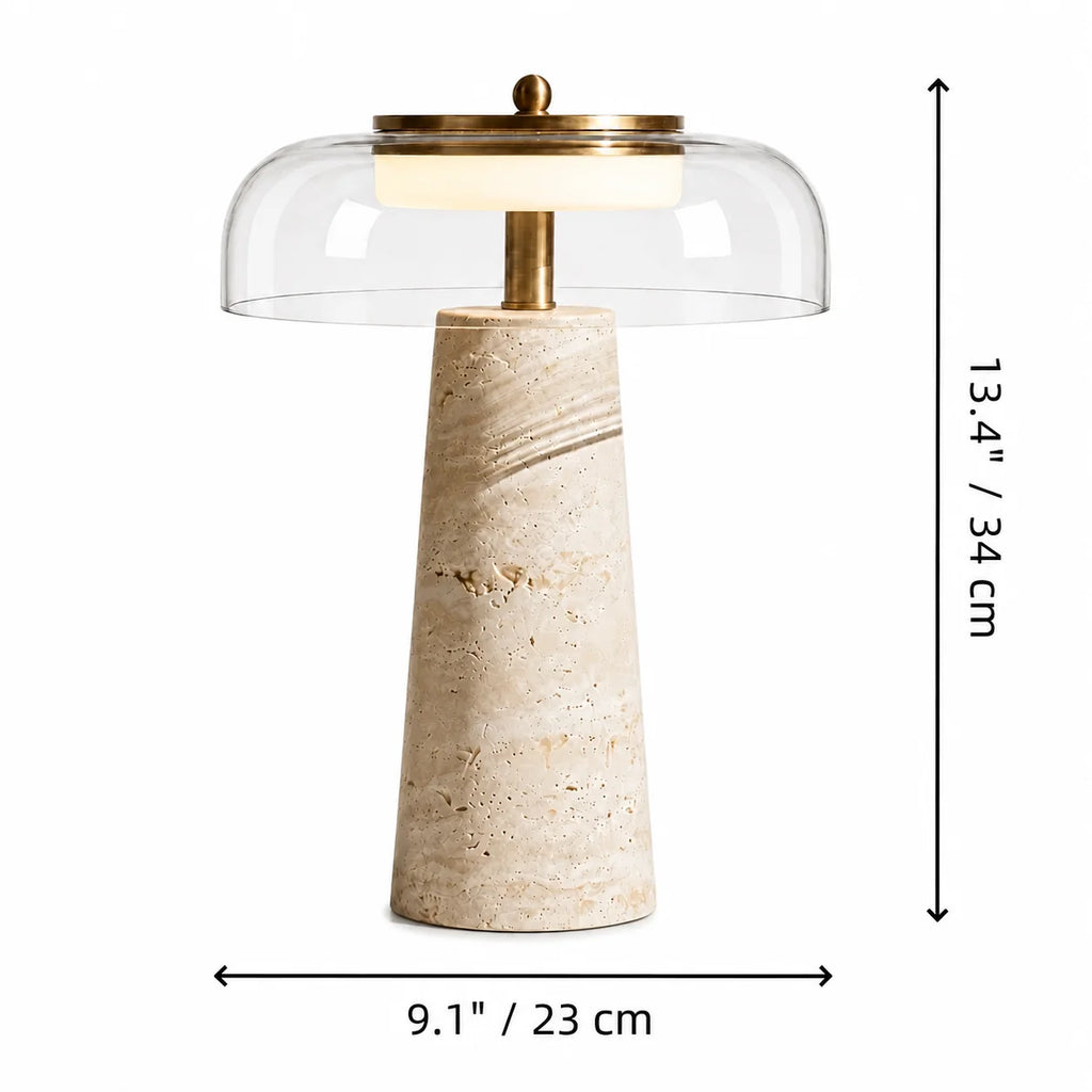 Ryn Travertine Glass Mushroom Table Light