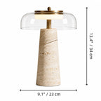 Ryn Travertine Glass Mushroom Table Light