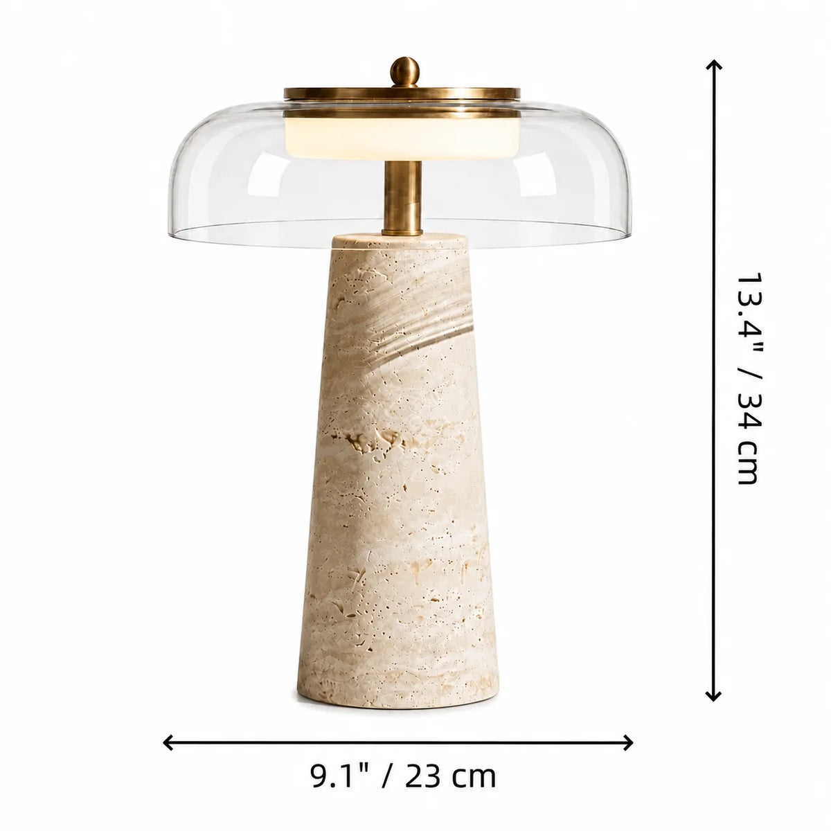 Ryn Travertine Glass Mushroom Table Light