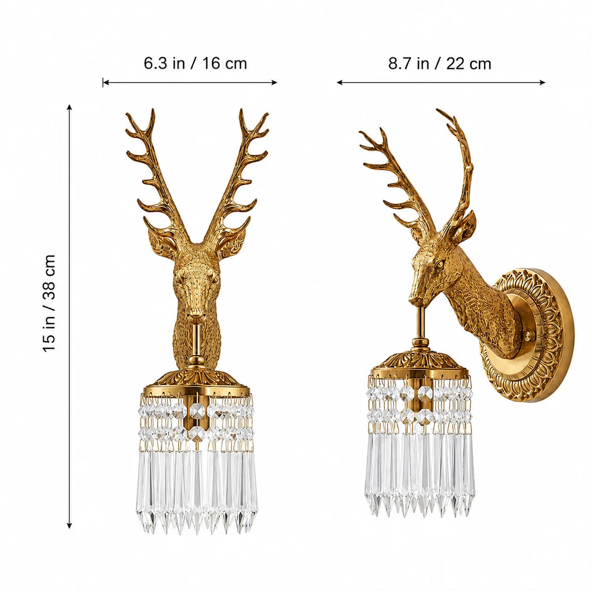 Alaric Stag Crystal Wall Sconce