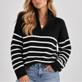 Women's Striped Quarter-Zip Sweater