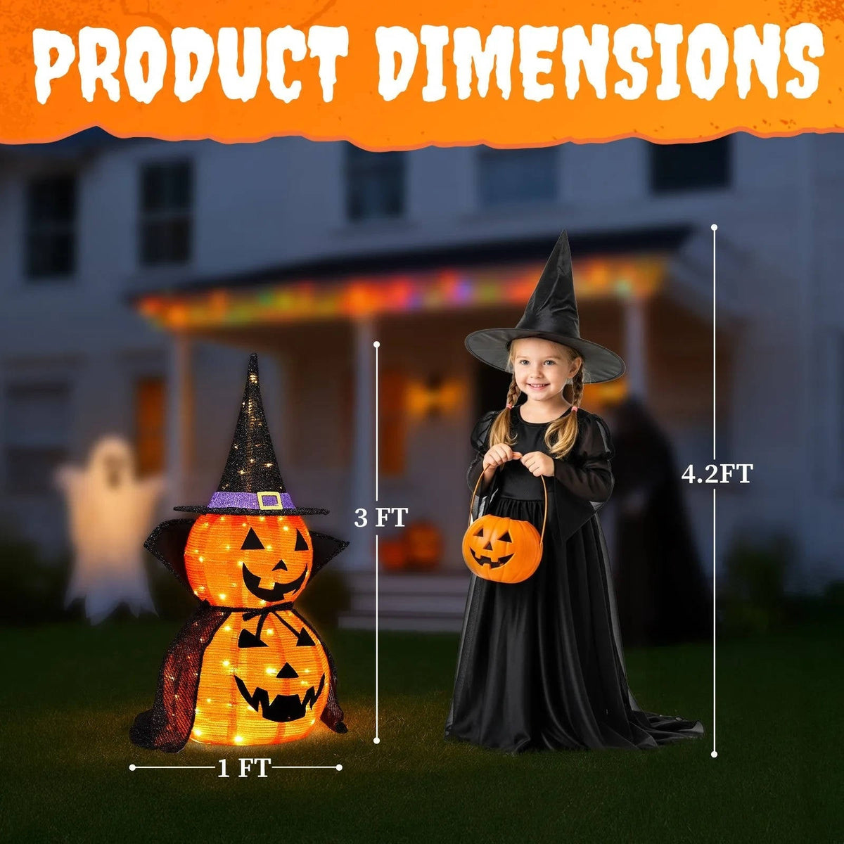 3ft Light-Up Halloween Pumpkin Decorations