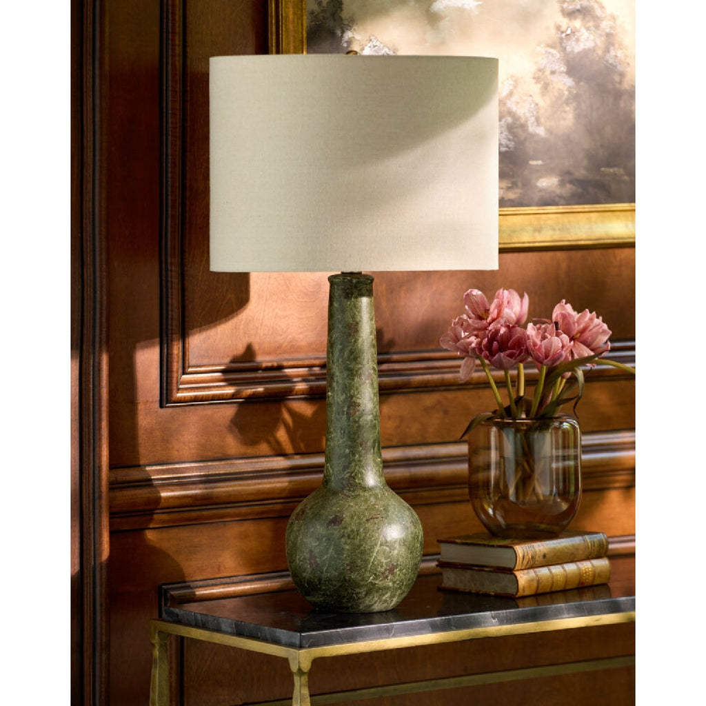 Hand-Painted Green Ceramic Table Lamp