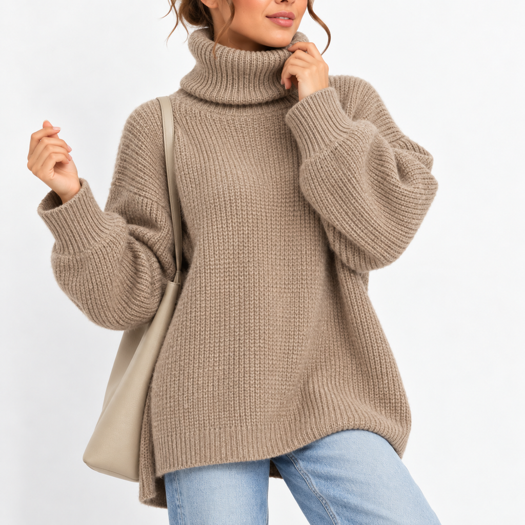 Women's Waffle Knit Turtleneck Sweater