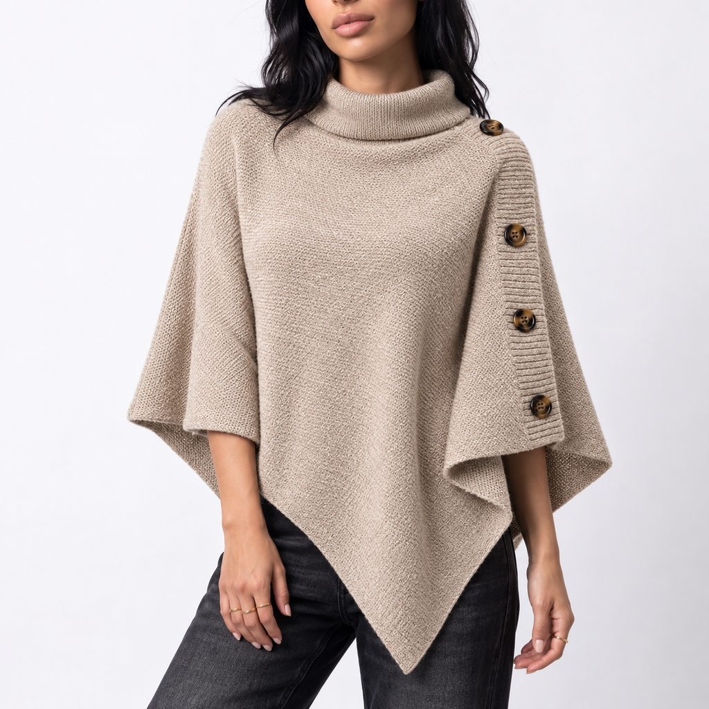 Women's Knitted Turtleneck Poncho