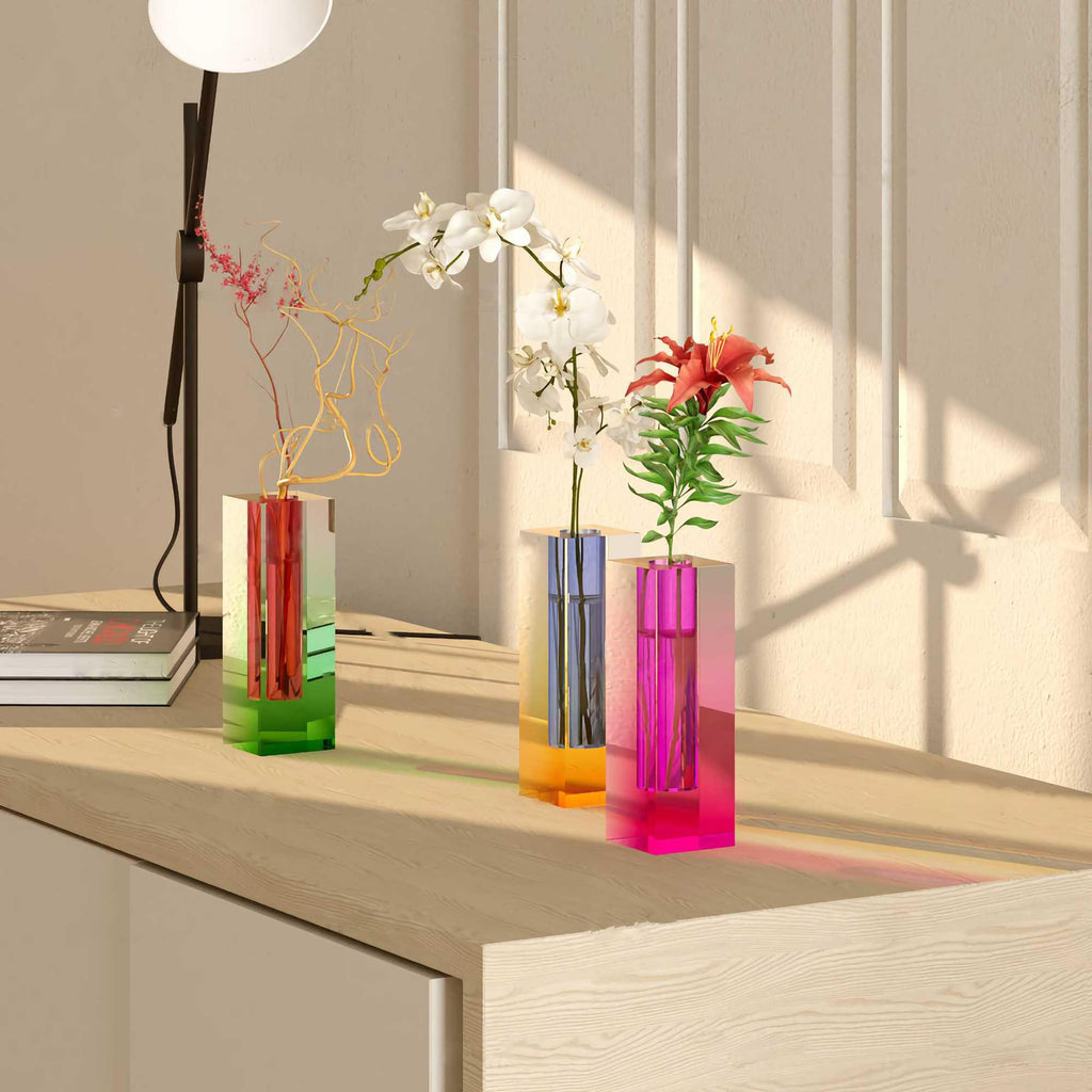 Fleur Iridescent Acrylic Vase