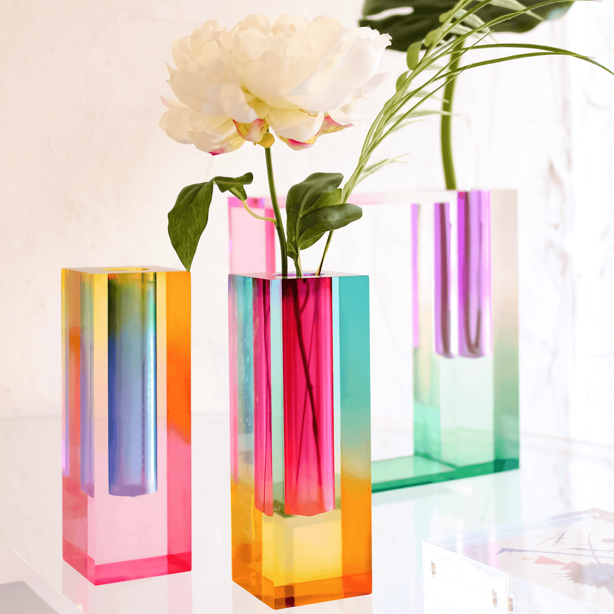 Fleur Iridescent Acrylic Vase