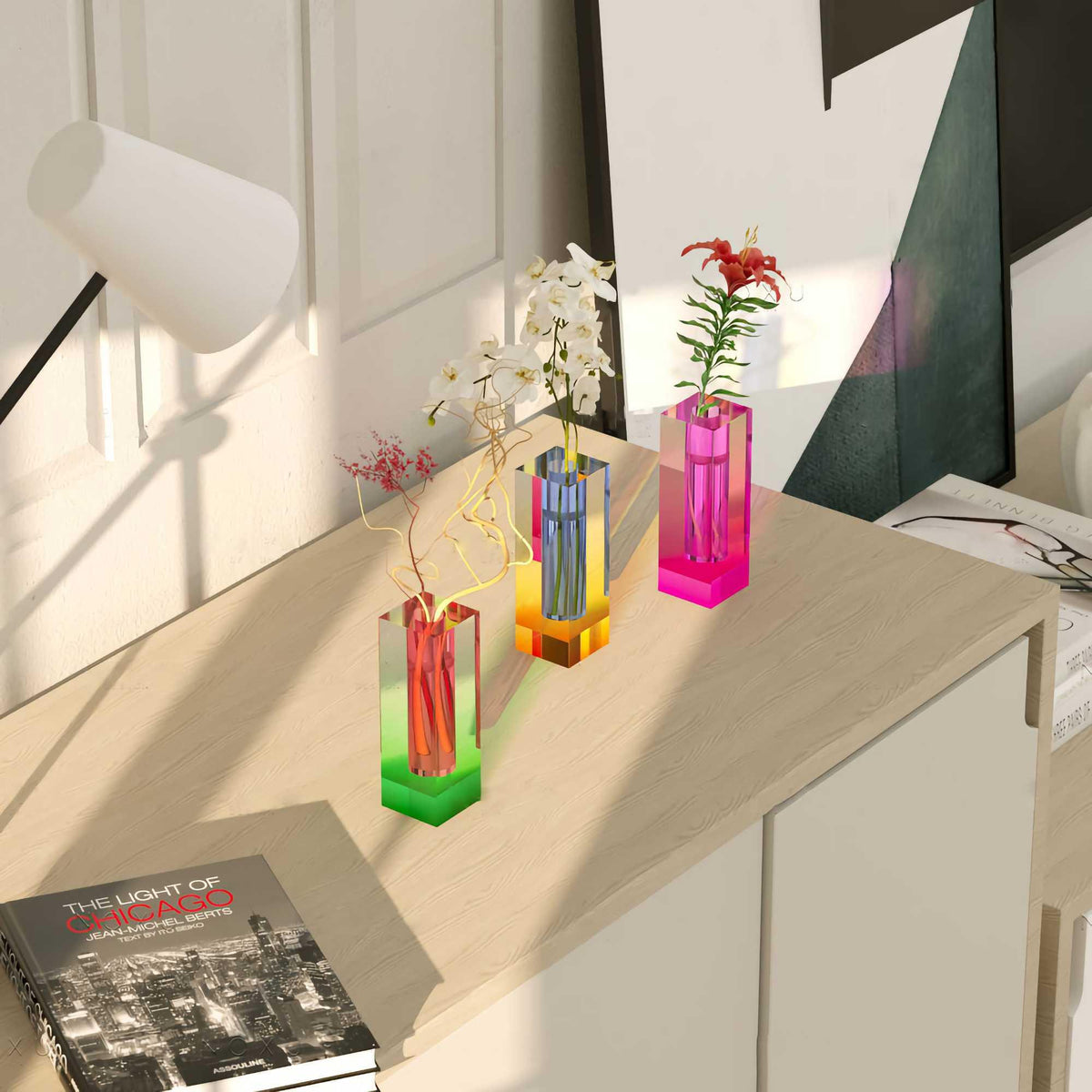 Fleur Iridescent Acrylic Vase