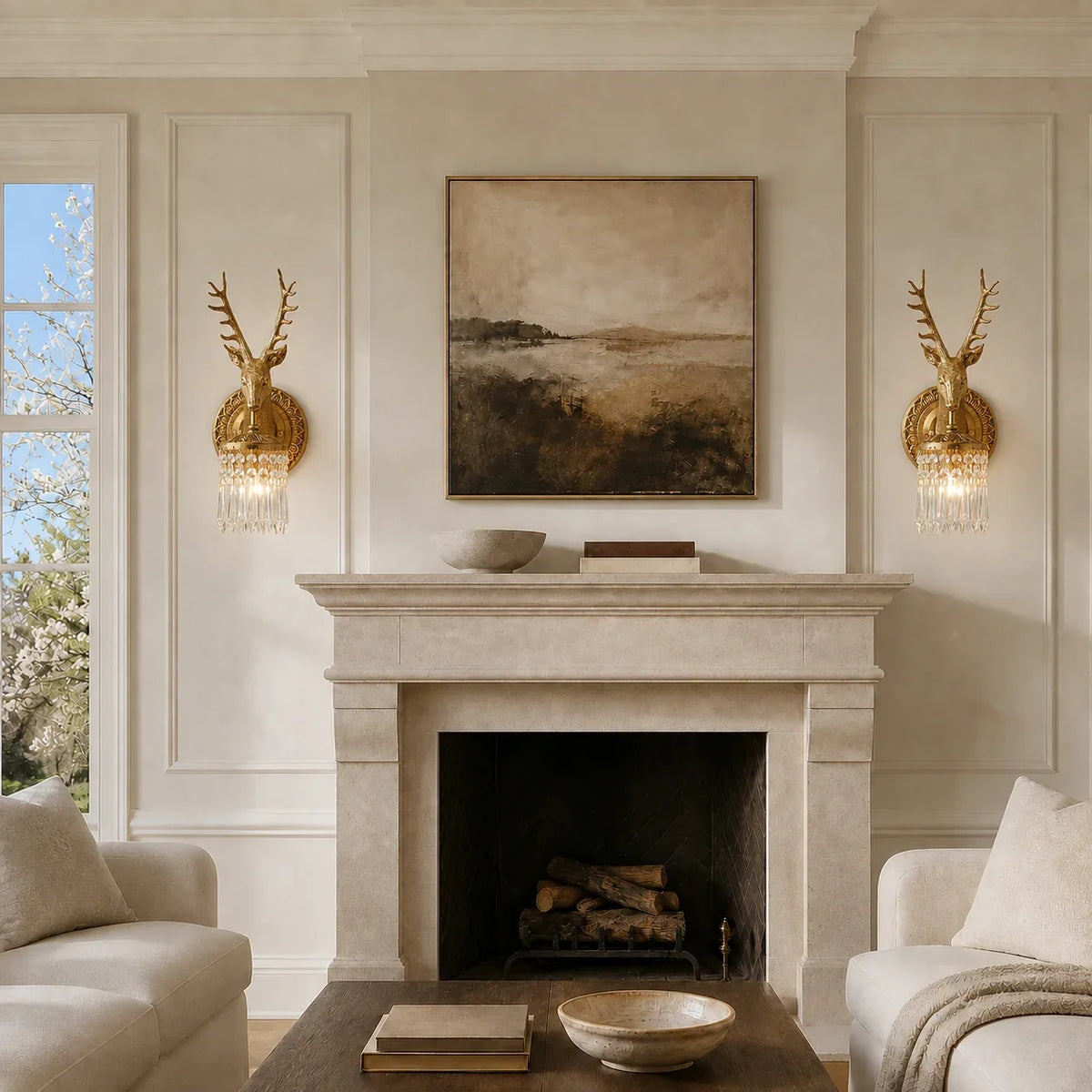 Alaric Stag Crystal Wall Sconce