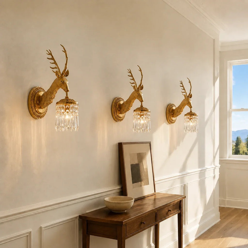Alaric Stag Crystal Wall Sconce