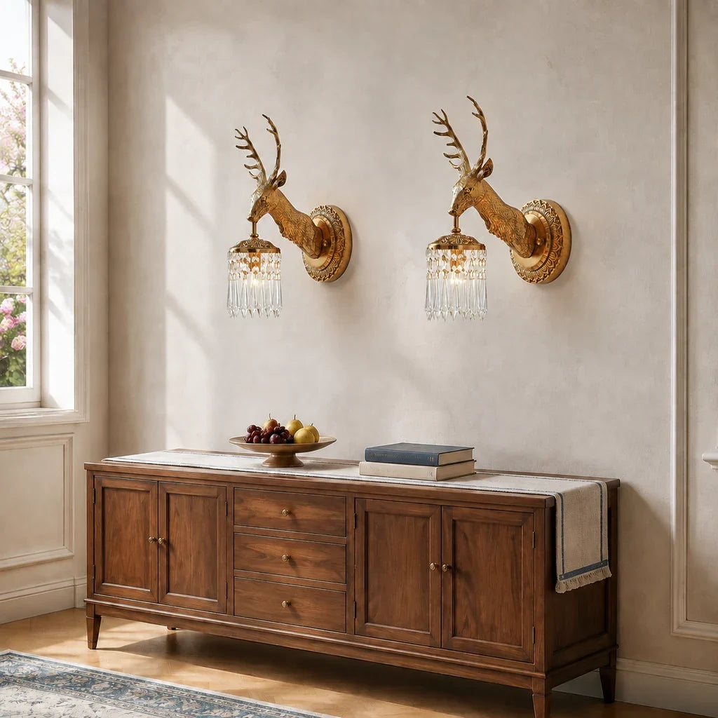 Alaric Stag Crystal Wall Sconce