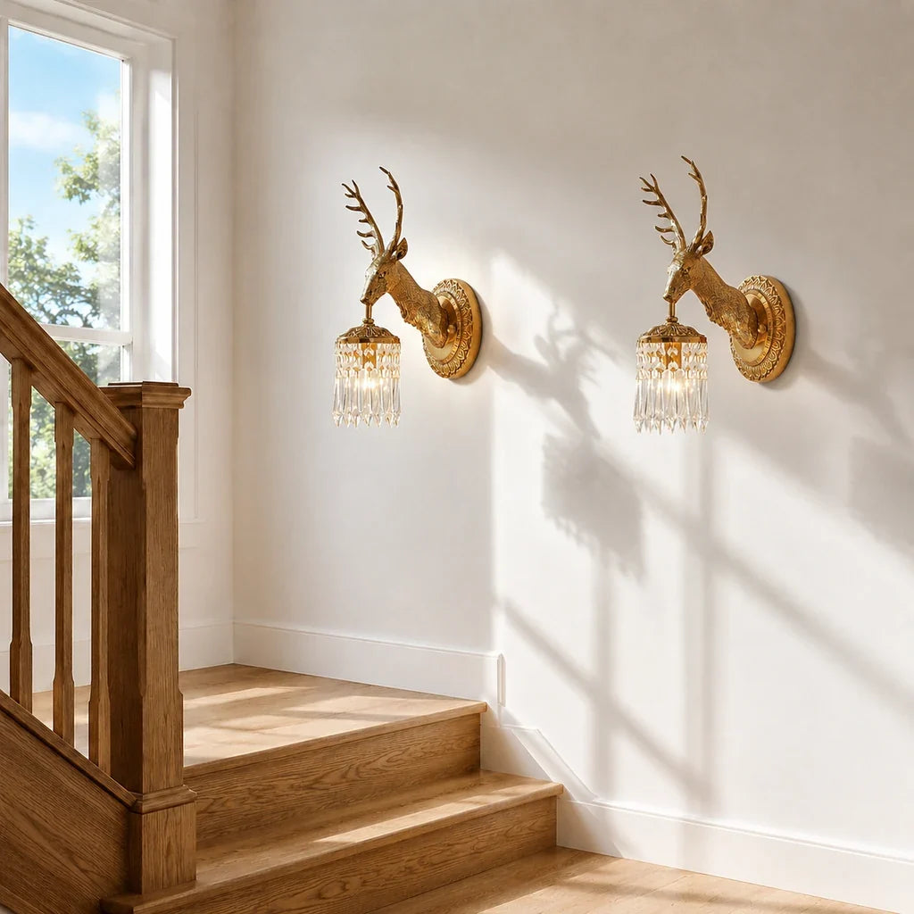 Alaric Stag Crystal Wall Sconce