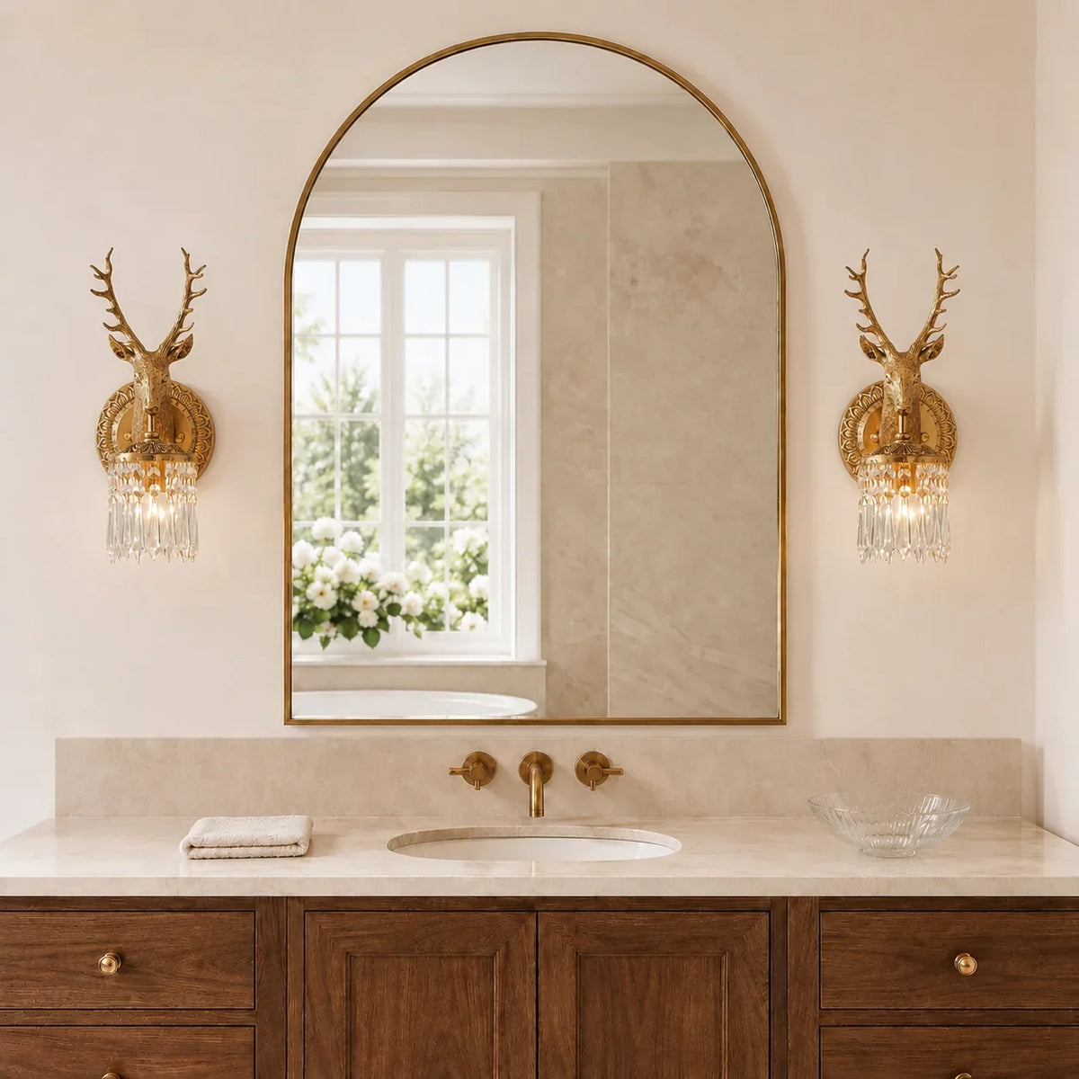Alaric Stag Crystal Wall Sconce