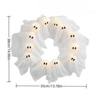 LED Halloween Ghost Wreath