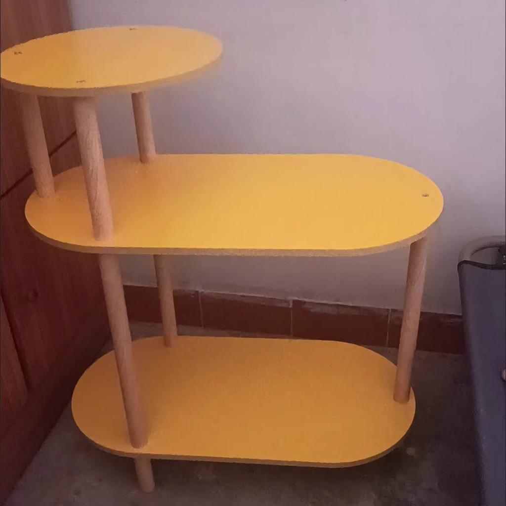 Three-Tier Solid Wood End Table