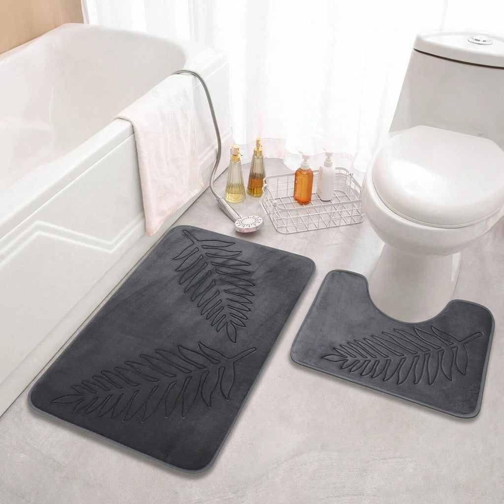Lush Leaf Bath Mat Set