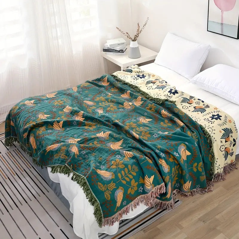Scandinavian Bird Throw Blanket