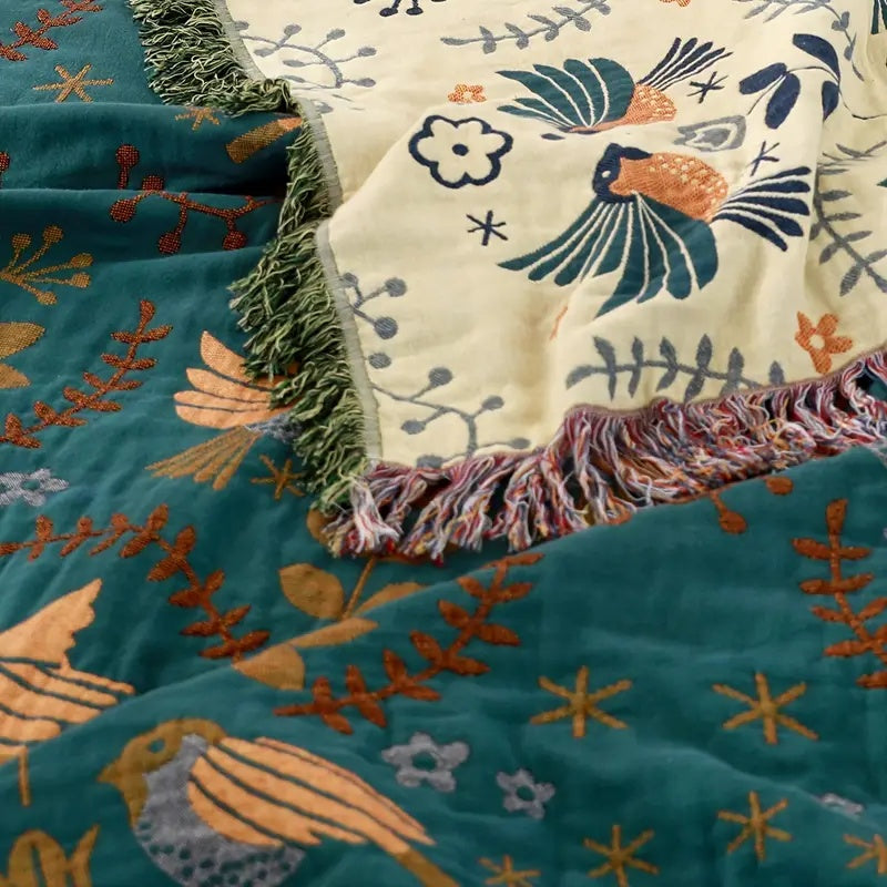 Scandinavian Bird Throw Blanket