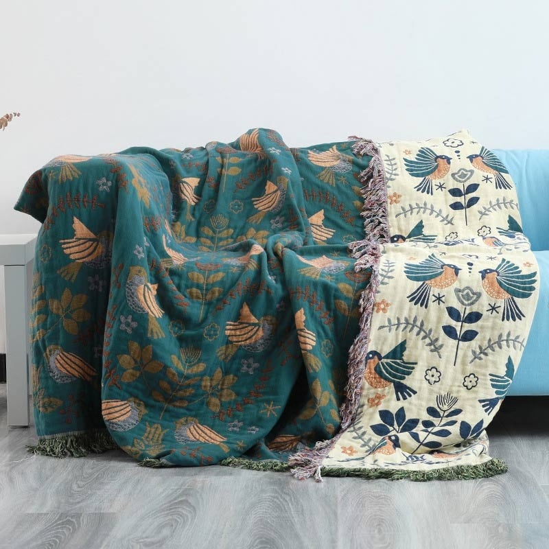 Scandinavian Bird Throw Blanket