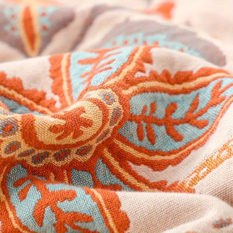 Floral Tassel Throw Blanket