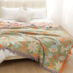 Floral Tassel Throw Blanket