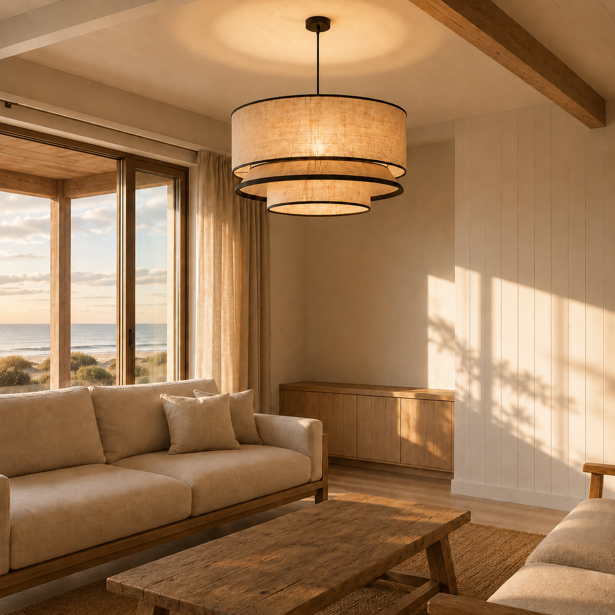 Japandi Halo Woven Chandelier