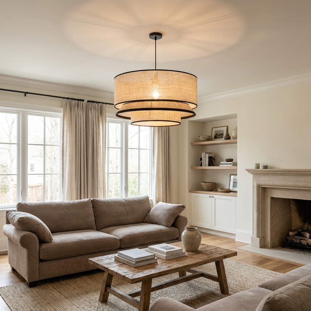 Japandi Halo Woven Chandelier