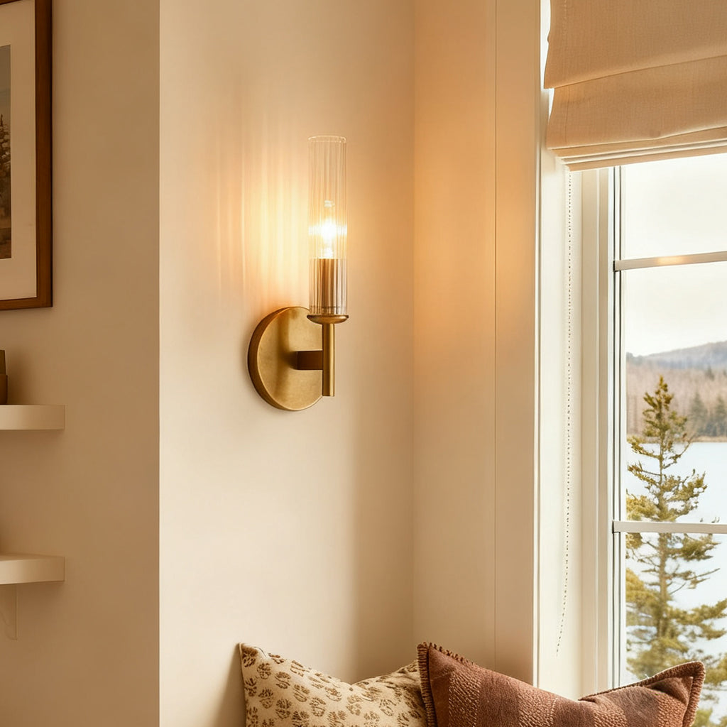 Vireo Ribbed Glass Tube Wall Sconce