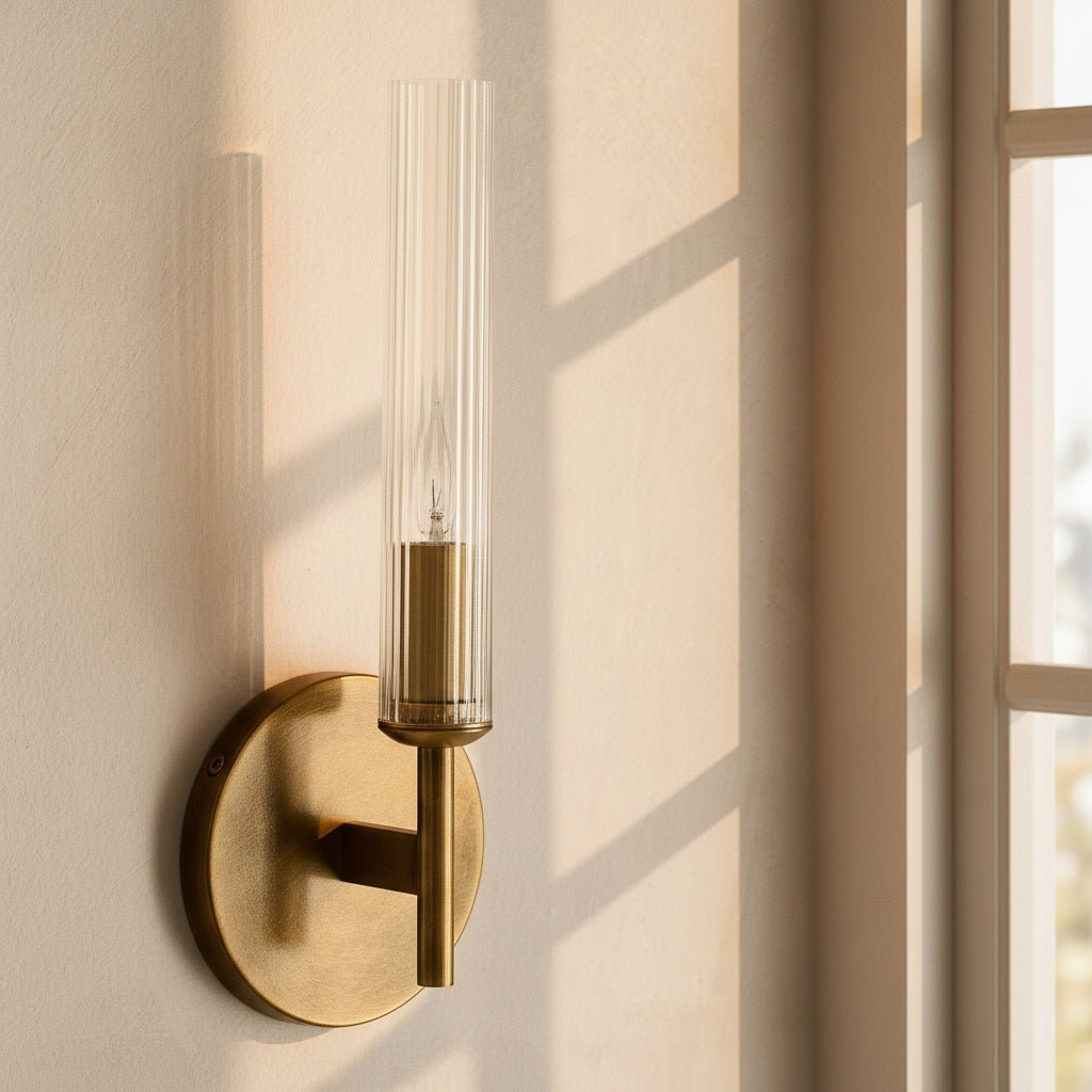 Vireo Ribbed Glass Tube Wall Sconce