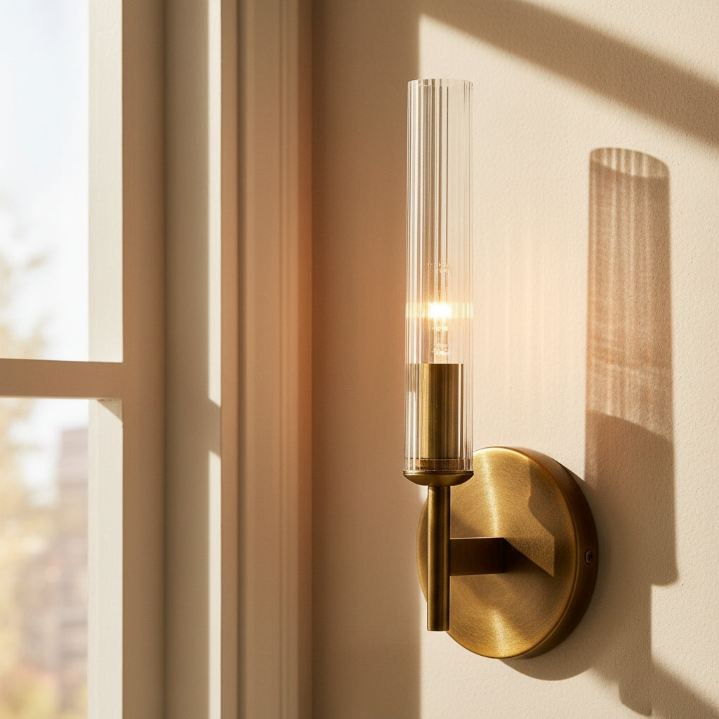 Vireo Ribbed Glass Tube Wall Sconce
