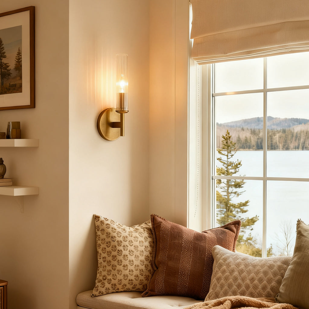 Vireo Ribbed Glass Tube Wall Sconce