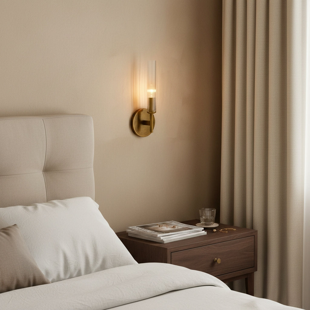 Vireo Ribbed Glass Tube Wall Sconce