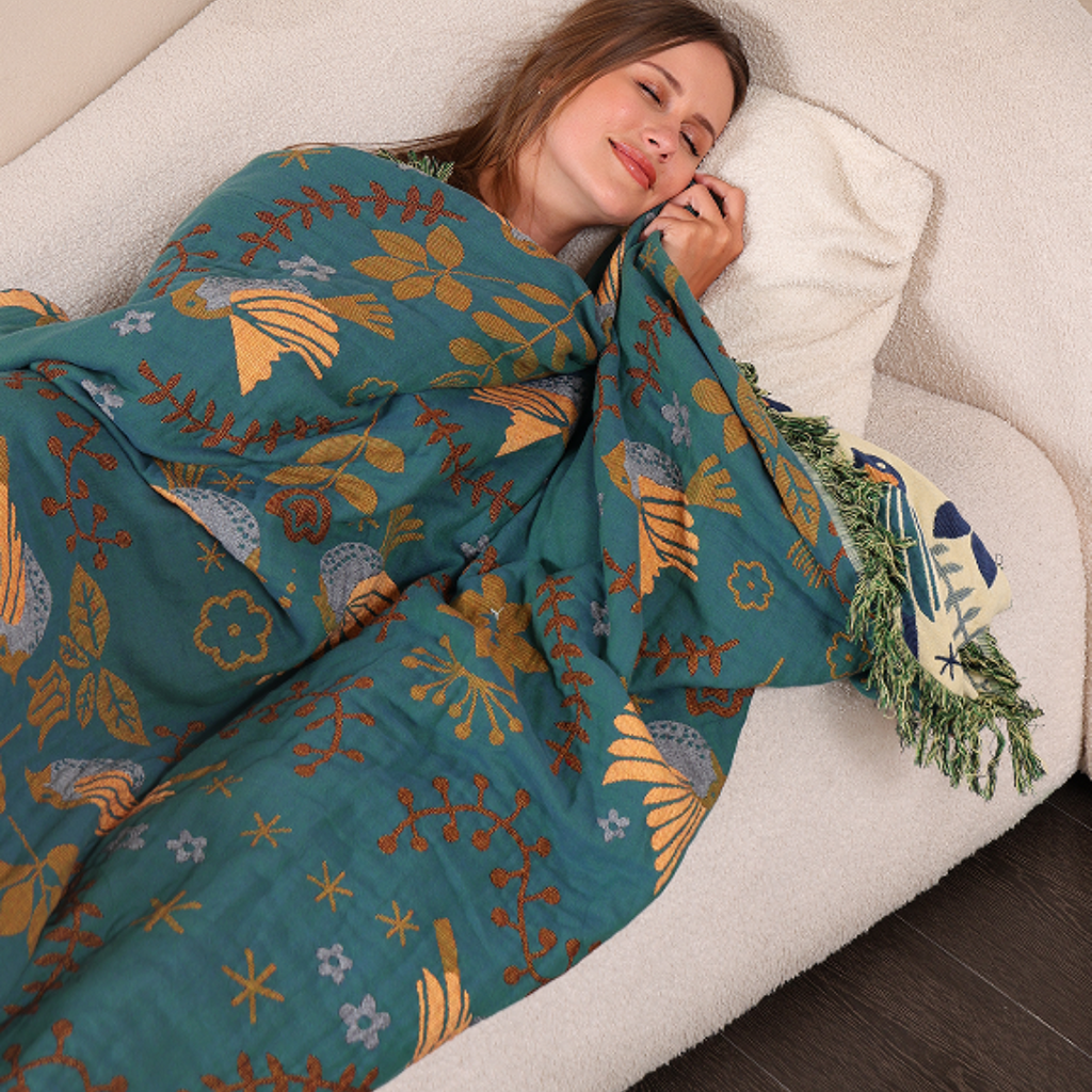 Scandinavian Bird Throw Blanket