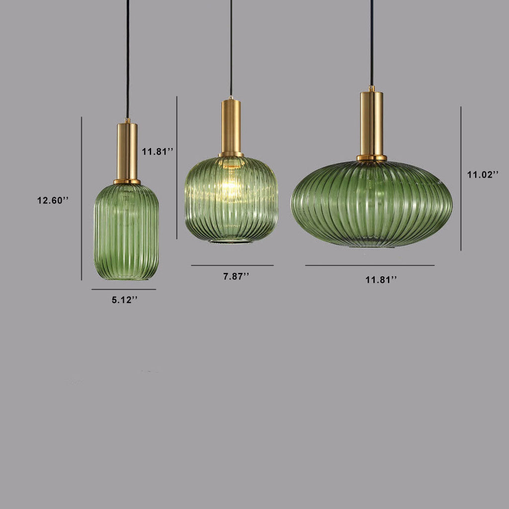 Striped Glass Lantern Pendant Light