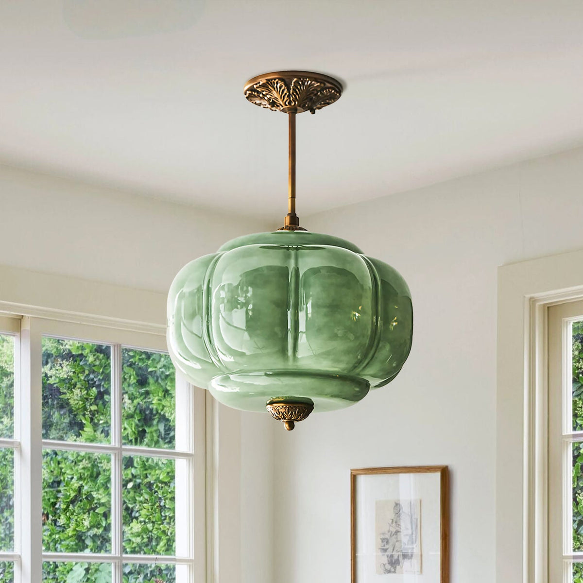 Eloise Pumpkin Glass Semi-Flush Light