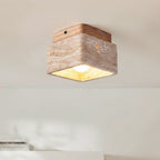 Kairi Square Travertine Flush Mount Ceiling Light