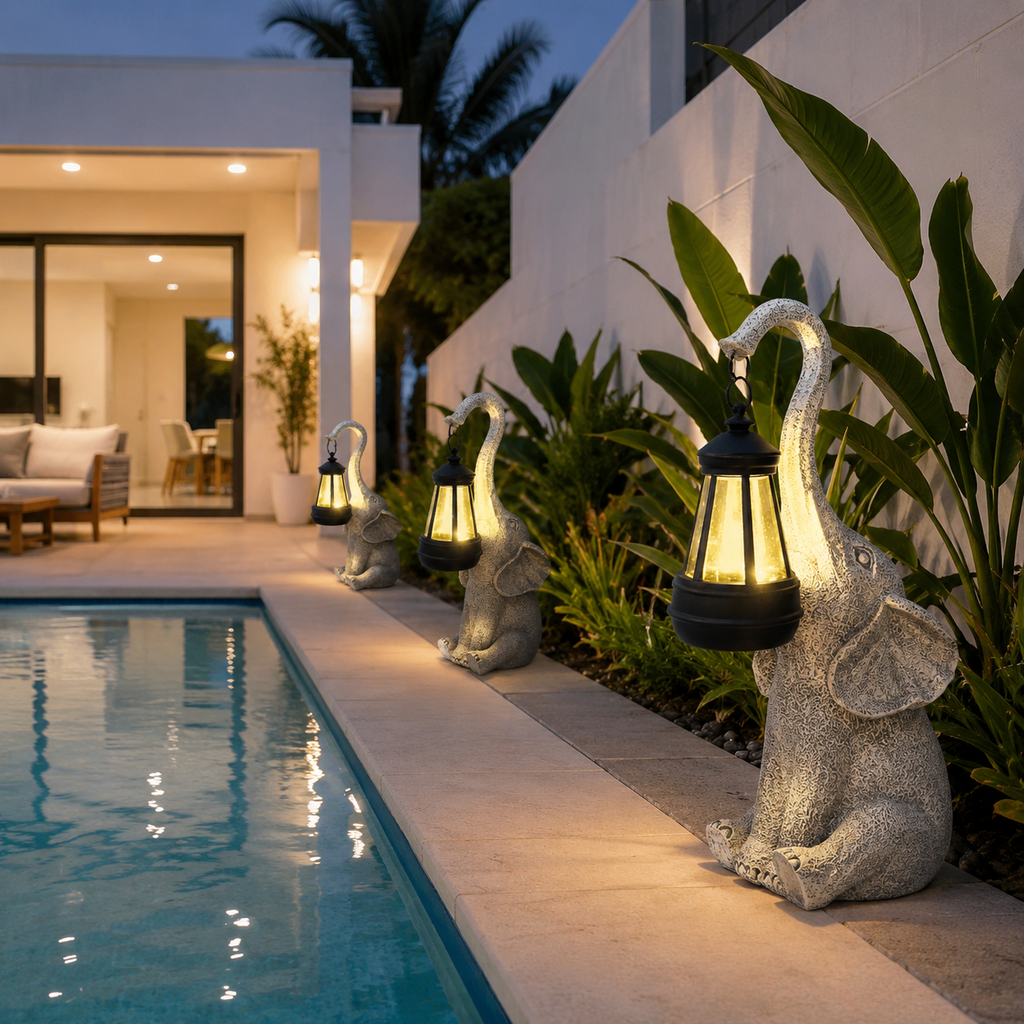 Solar Elephant Garden Light