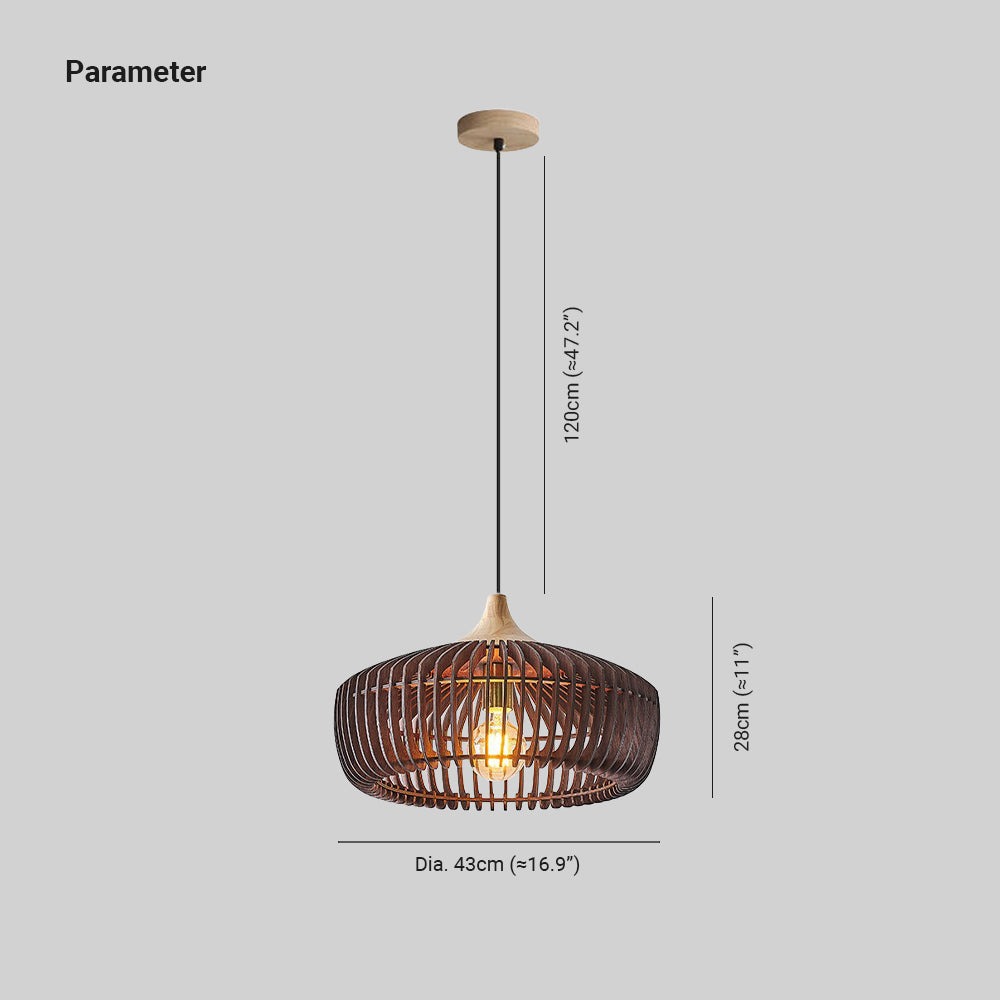 Japanese Wooden Pendant Light