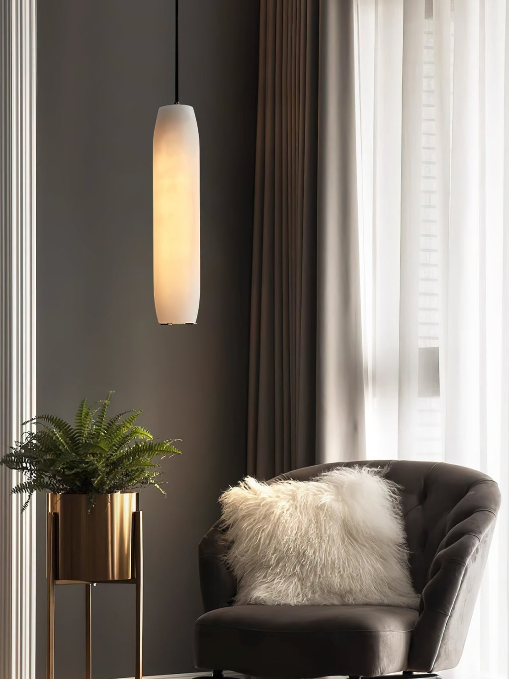 Orven Flute Alabaster Pendant Light