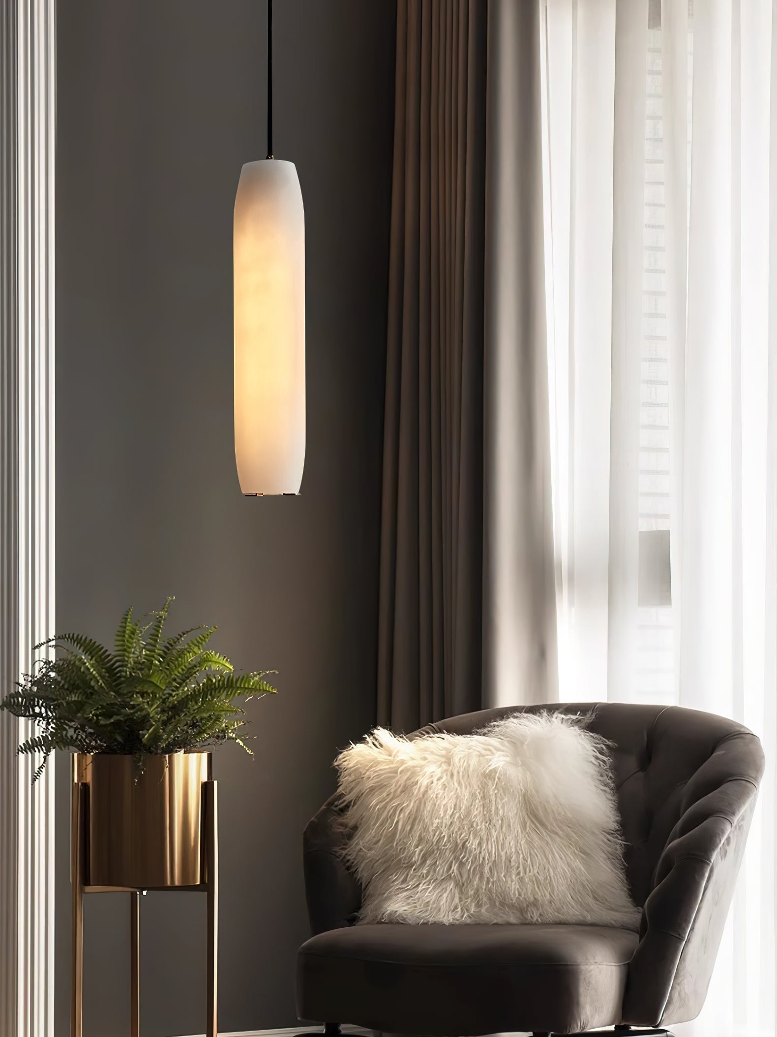 Orven Flute Alabaster Pendant Light