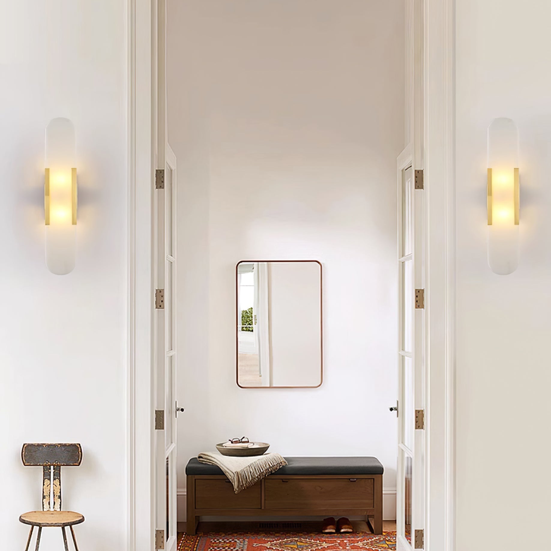 Elongated Alabaster Wall Lamp