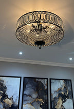 Carved Crystal Drum Ceiling Light