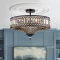 Carved Crystal Drum Ceiling Light