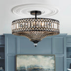 Carved Crystal Drum Ceiling Light