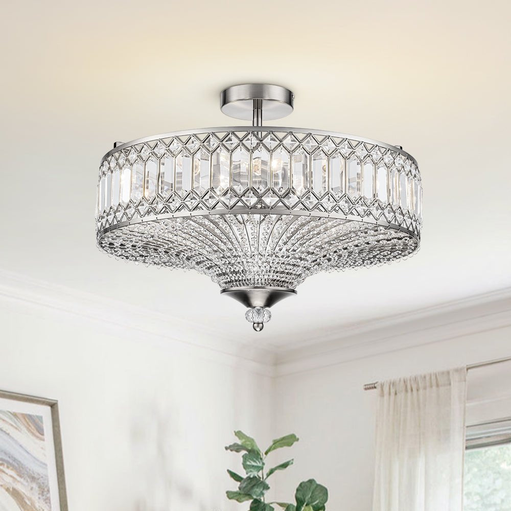 Carved Crystal Drum Ceiling Light