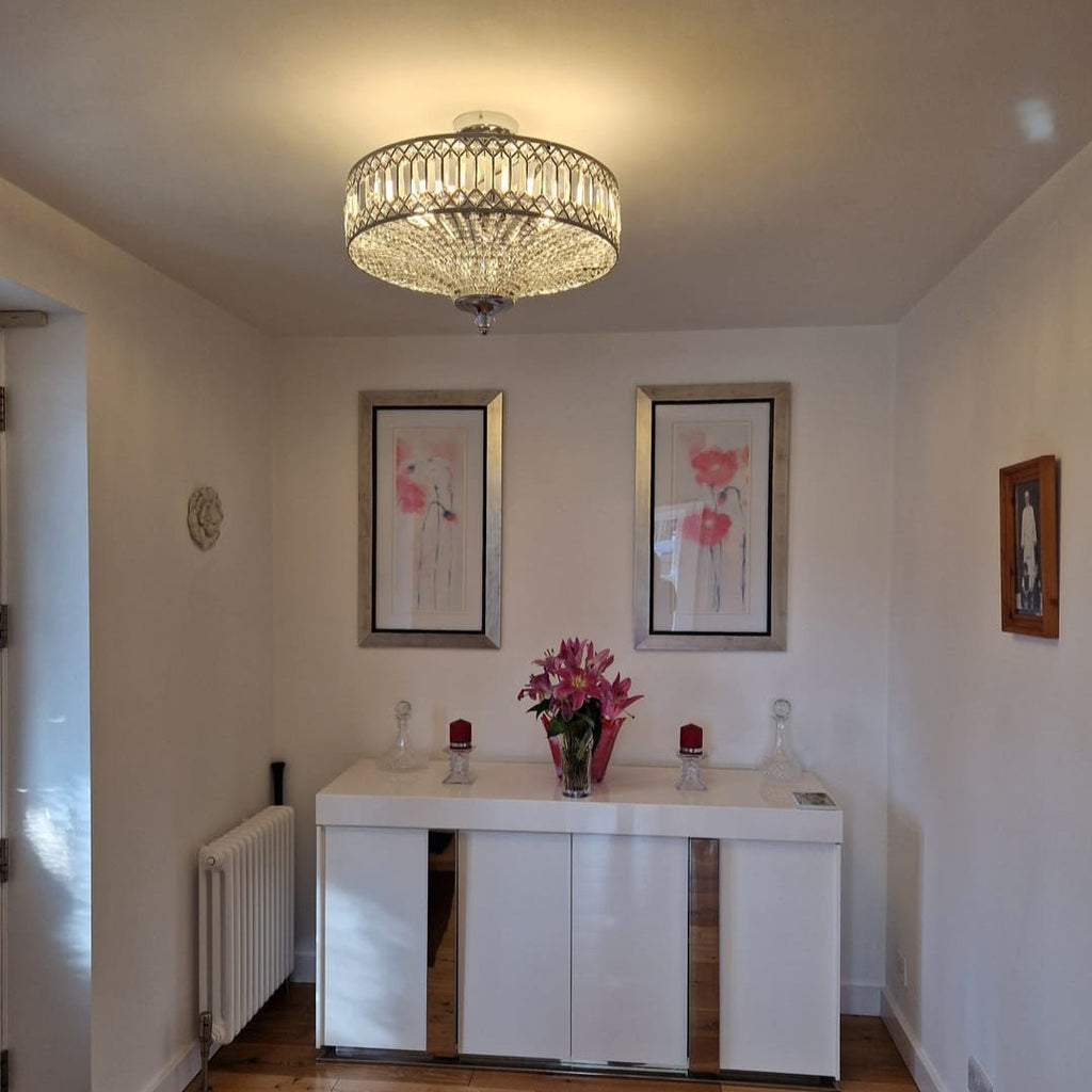 Carved Crystal Drum Ceiling Light