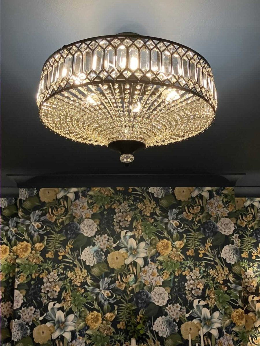 Carved Crystal Drum Ceiling Light